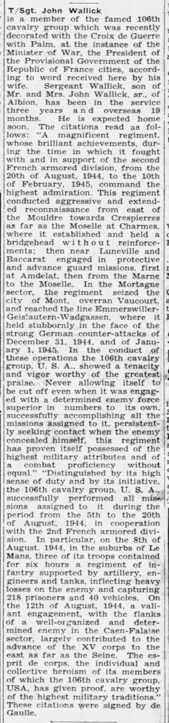 Clipping from The Columbus Telegram